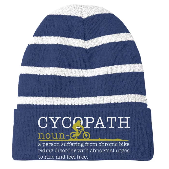 Cycopath Mountain Bike Funny MTB Biker Biking Gift Striped Beanie with Solid Band