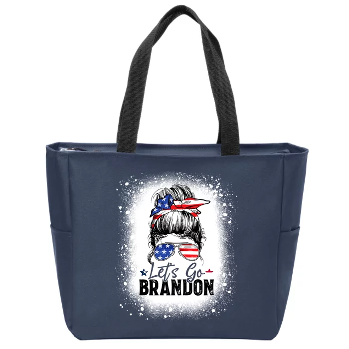 Conservative Messy Bun Bleached Style LetS Go Brandon Zip Tote Bag