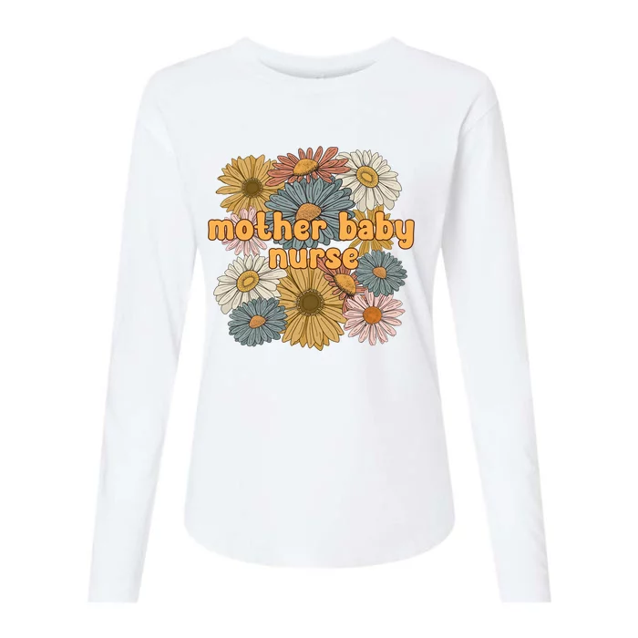 Cute Mother Baby Nurse Flowers Postpartum Nurse Gift Womens Cotton Relaxed Long Sleeve T-Shirt