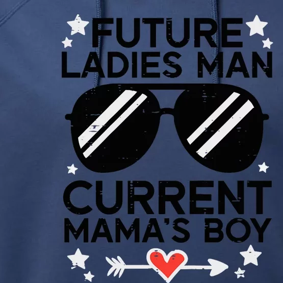 Current Mamas Boy Funny Valentines Day Boy Performance Fleece Hoodie