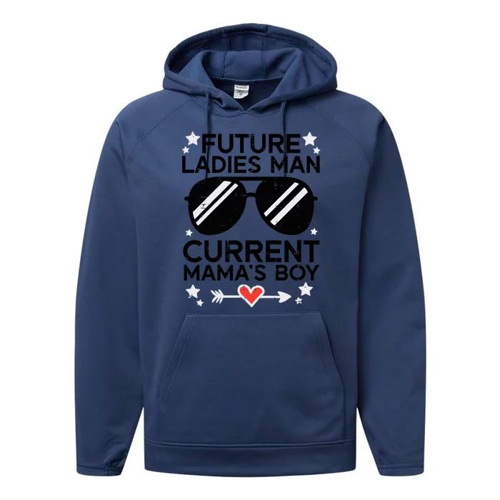 Current Mamas Boy Funny Valentines Day Boy Performance Fleece Hoodie