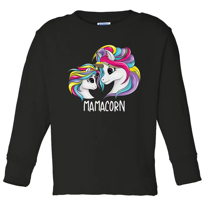 Cute Mom Baby Mama Unicorn Funny Mamacorn Gift For Mom Toddler Long Sleeve Shirt