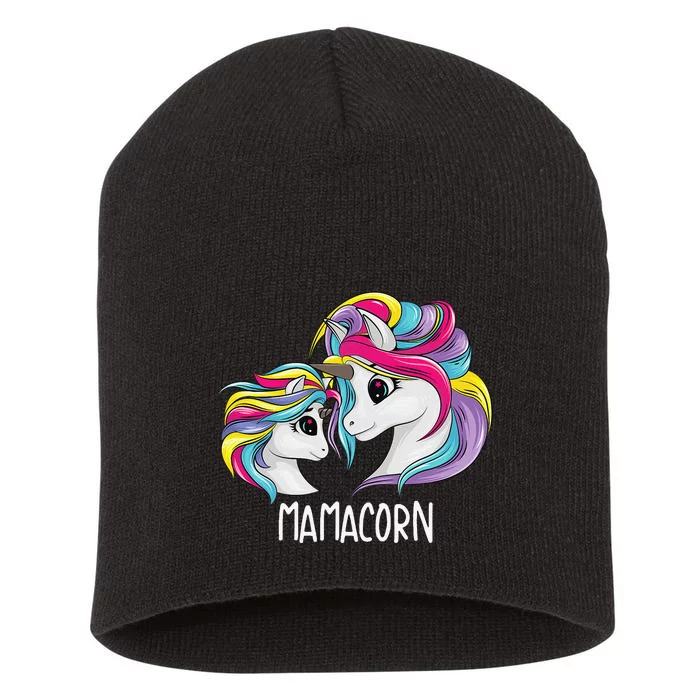 Cute Mom Baby Mama Unicorn Funny Mamacorn Gift For Mom Short Acrylic Beanie