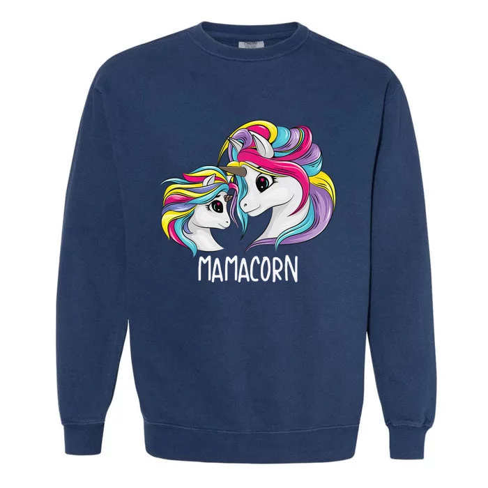 Cute Mom Baby Mama Unicorn Funny Mamacorn Gift For Mom Garment-Dyed Sweatshirt