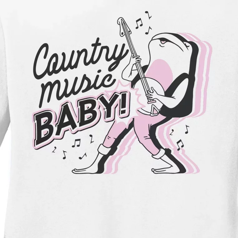 Country Music Baby Frog Ladies Long Sleeve Shirt