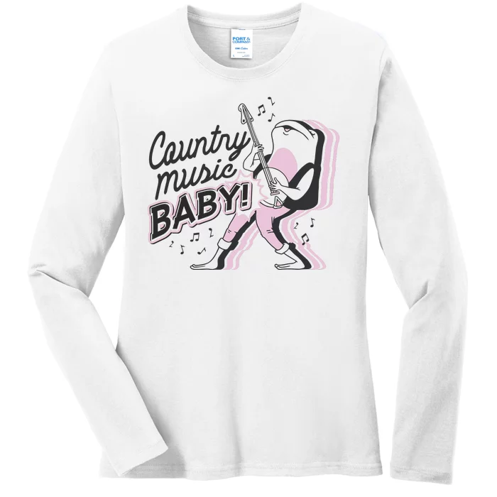 Country Music Baby Frog Ladies Long Sleeve Shirt