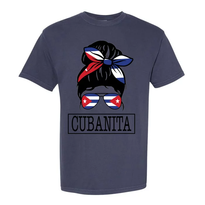 Cubanita Messy Bun Cuban Flag Cuba Garment-Dyed Heavyweight T-Shirt