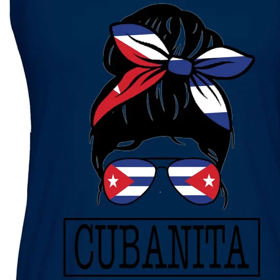 Cubanita Messy Bun Cuban Flag Cuba Ladies Essential Flowy Tank