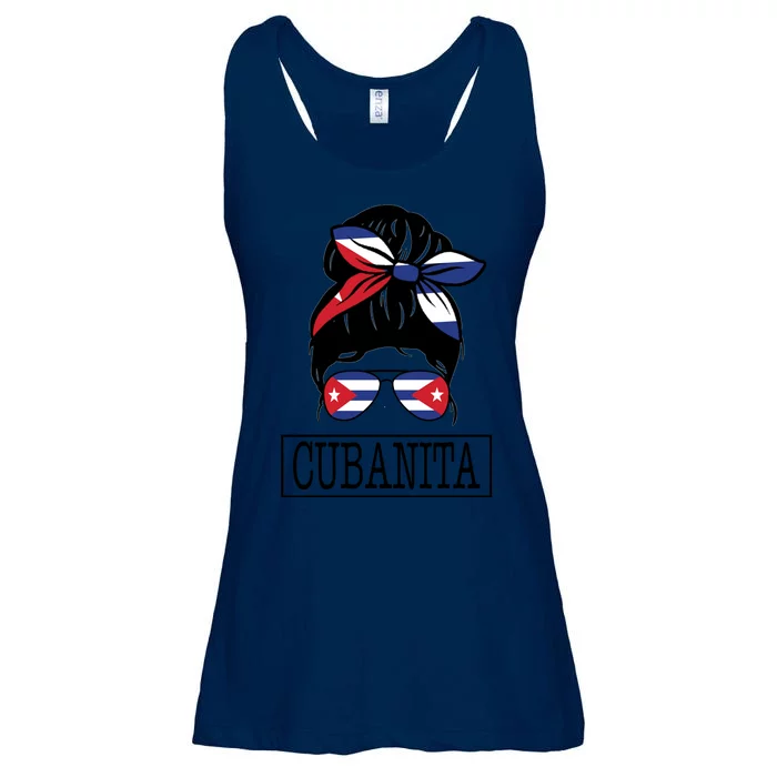 Cubanita Messy Bun Cuban Flag Cuba Ladies Essential Flowy Tank