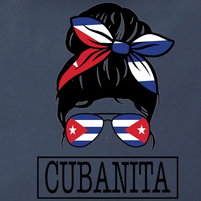 Cubanita Messy Bun Cuban Flag Cuba Zip Tote Bag