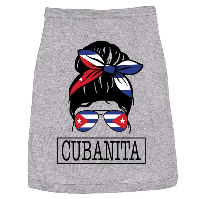 Cubanita Messy Bun Cuban Flag Cuba Doggie Tank