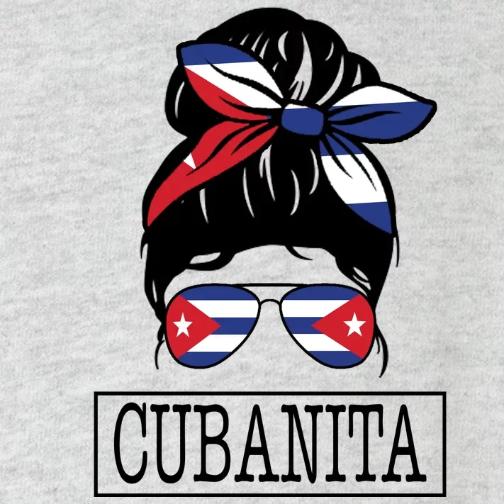 Cubanita Messy Bun Cuban Flag Cuba Toddler Long Sleeve Shirt