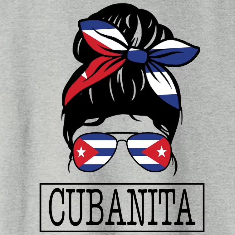 Cubanita Messy Bun Cuban Flag Cuba Women's Crop Top Tee