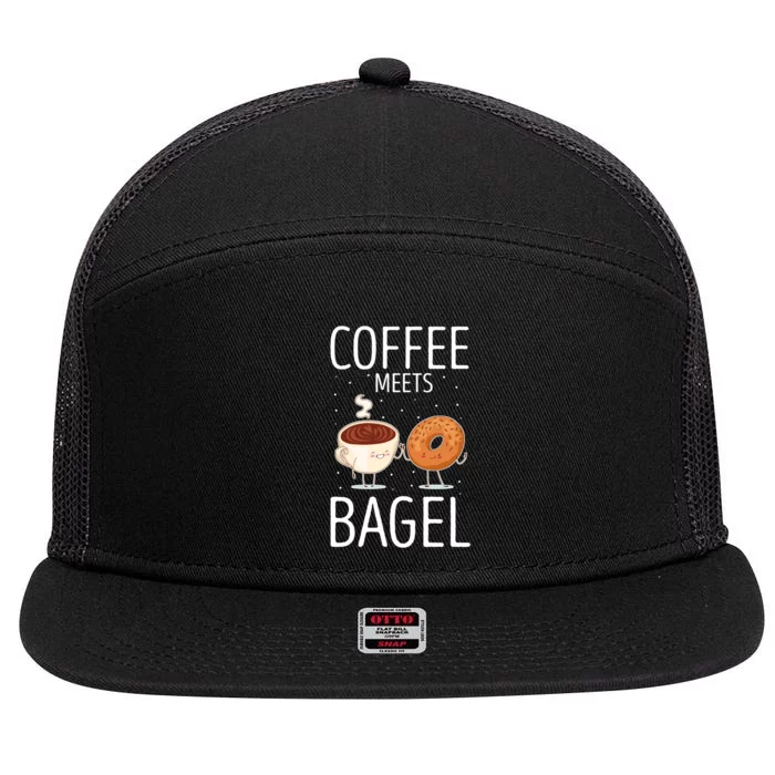 Coffee Meets Bagel Baker Bagels Dough Funny 7 Panel Mesh Trucker Snapback Hat