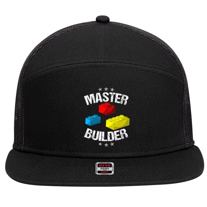 Cool Master Builder Funny Building Blocks Gift Men Women 7 Panel Mesh Trucker Snapback Hat