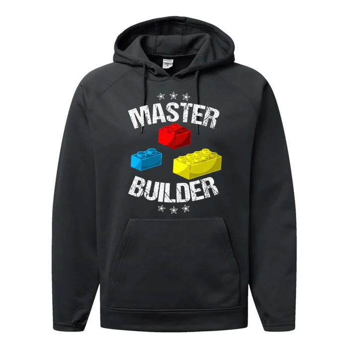 Cool Master Builder Funny Building Blocks Gift Men Women Performance Fleece Hoodie