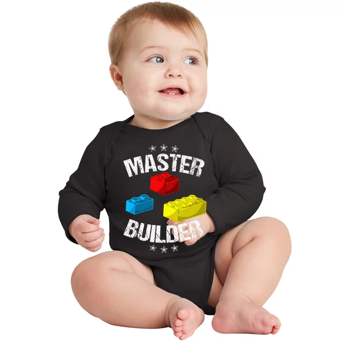 Cool Master Builder Funny Building Blocks Gift Men Women Baby Long Sleeve Bodysuit