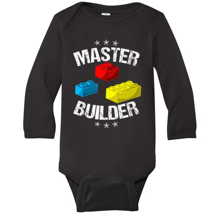 Cool Master Builder Funny Building Blocks Gift Men Women Baby Long Sleeve Bodysuit