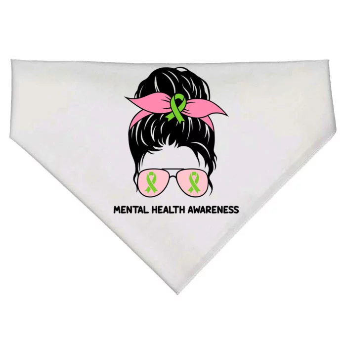 Cute Messy Bun Tal Health Awareness Mom Life Outfit Gift USA-Made Doggie Bandana