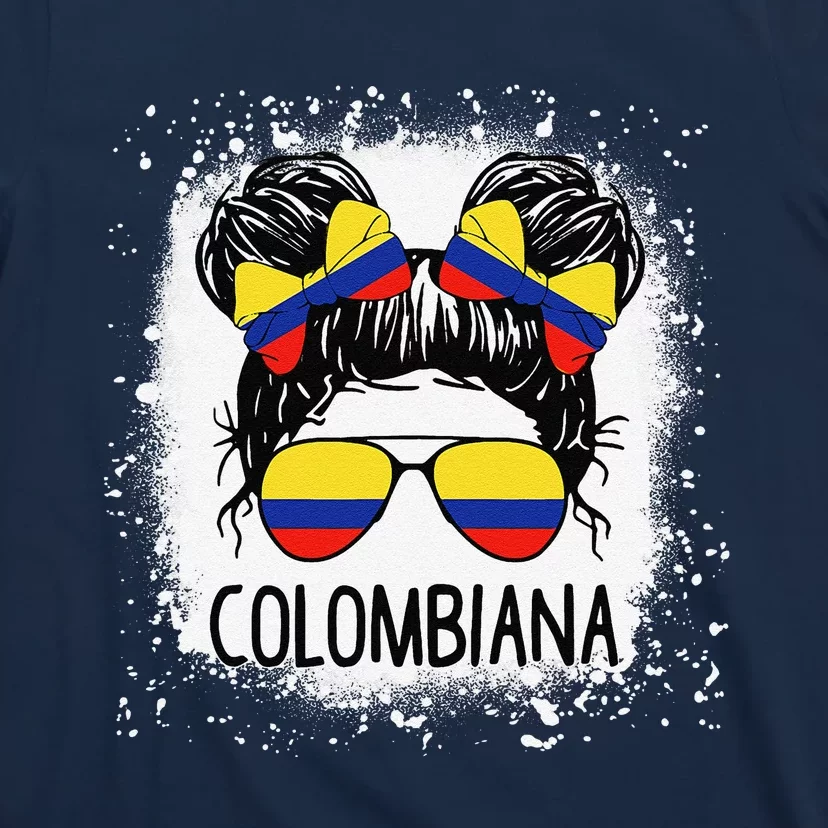 Colombian Messy Bun Patriotic Colombia Pride T-Shirt