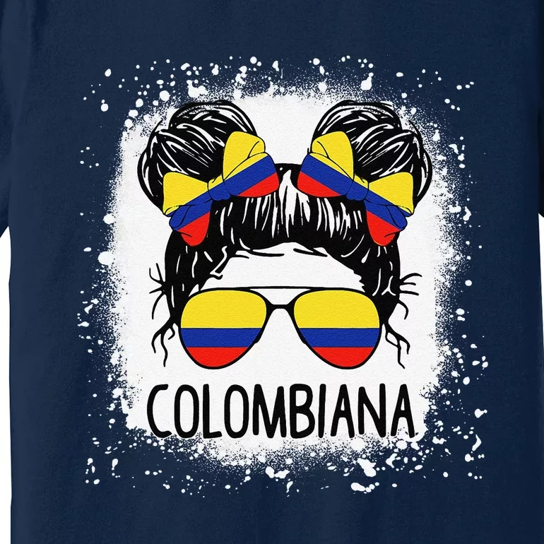 Colombian Messy Bun Patriotic Colombia Pride Premium T-Shirt