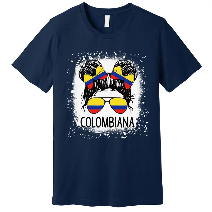 Colombian Messy Bun Patriotic Colombia Pride Premium T-Shirt