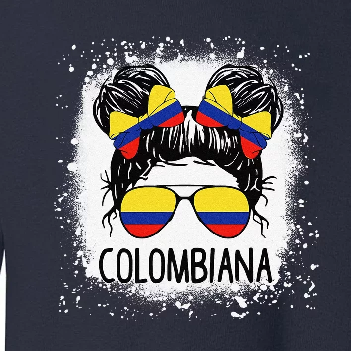 Colombian Messy Bun Patriotic Colombia Pride Toddler Sweatshirt