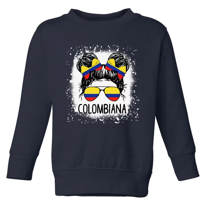 Colombian Messy Bun Patriotic Colombia Pride Toddler Sweatshirt