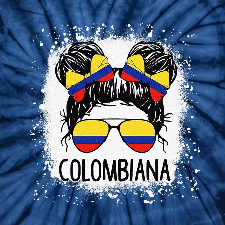 Colombian Messy Bun Patriotic Colombia Pride Tie-Dye T-Shirt