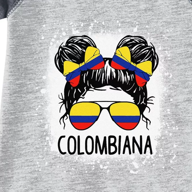 Colombian Messy Bun Patriotic Colombia Pride Infant Baby Jersey Bodysuit