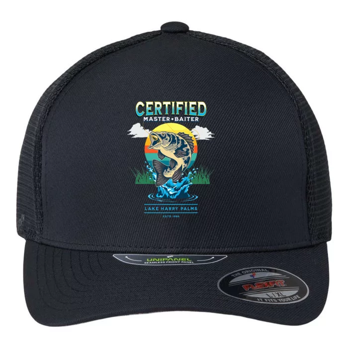 Certified Master Baiter Funny Fishing Flexfit Unipanel Trucker Cap