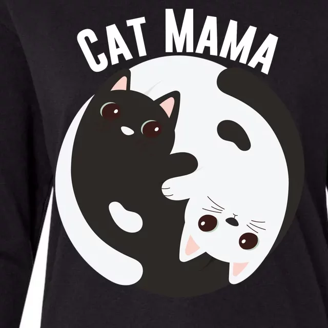 Cat Mama Black And White Cats Ying & Yang Cat Lover Cat Mom Cat Parent Cat Owner Womens Cotton Relaxed Long Sleeve T-Shirt