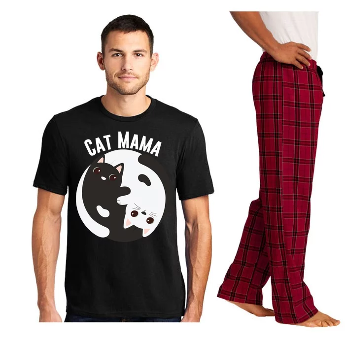 Cat Mama Black And White Cats Ying & Yang Cat Lover Cat Mom Cat Parent Cat Owner Pajama Set