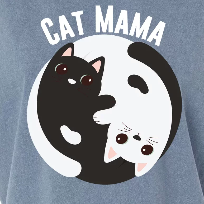 Cat Mama Black And White Cats Ying & Yang Cat Lover Cat Mom Cat Parent Cat Owner Garment-Dyed Women's Muscle Tee