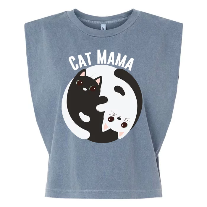 Cat Mama Black And White Cats Ying & Yang Cat Lover Cat Mom Cat Parent Cat Owner Garment-Dyed Women's Muscle Tee