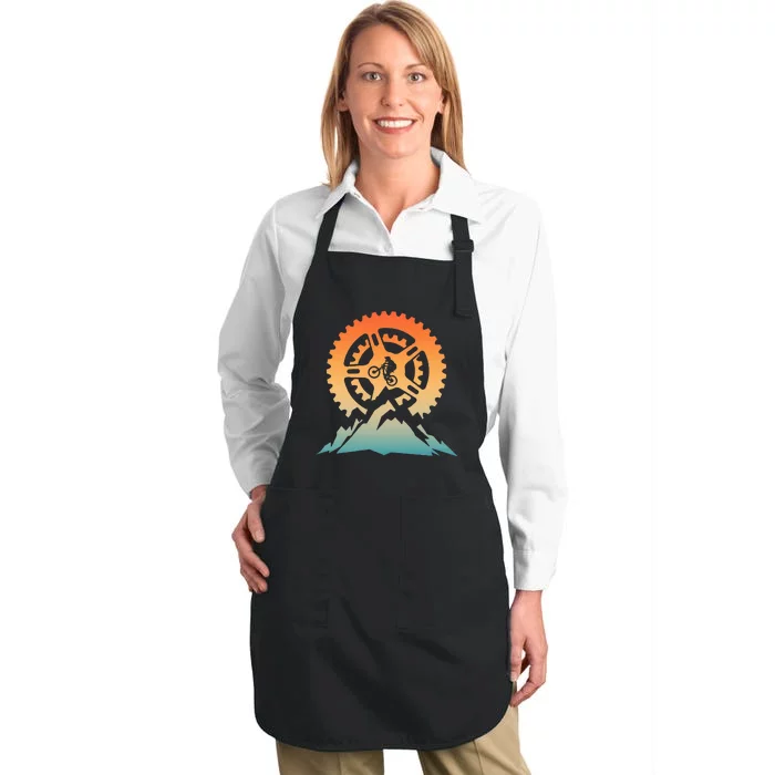 Cute Mountain Bike Art Offroad Mountain Biking Full-Length Apron With Pocket