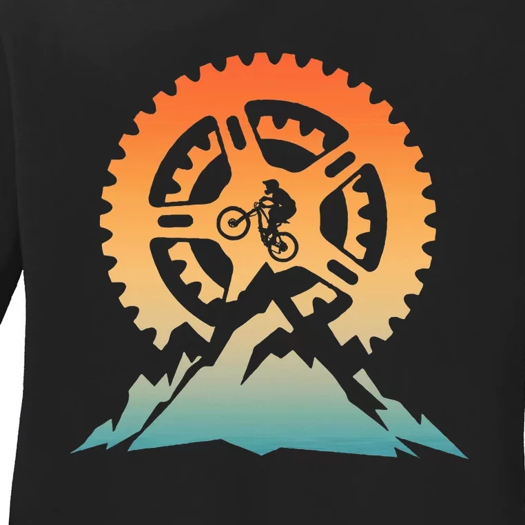 Cute Mountain Bike Art Offroad Mountain Biking Ladies Long Sleeve Shirt