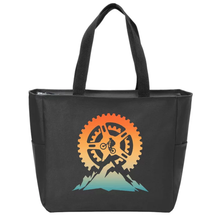 Cute Mountain Bike Art Offroad Mountain Biking Zip Tote Bag