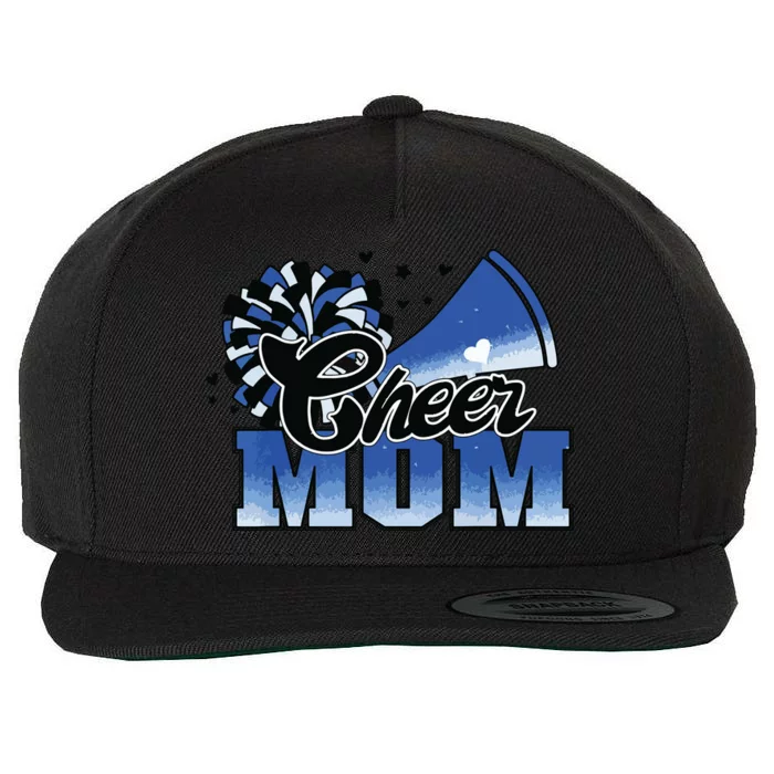 Cheer Mom Blue White Wool Snapback Cap