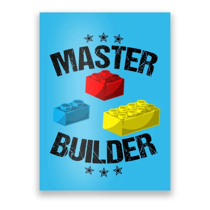 Cool Master Builder Funny Building Blocks Gift Gift Poster