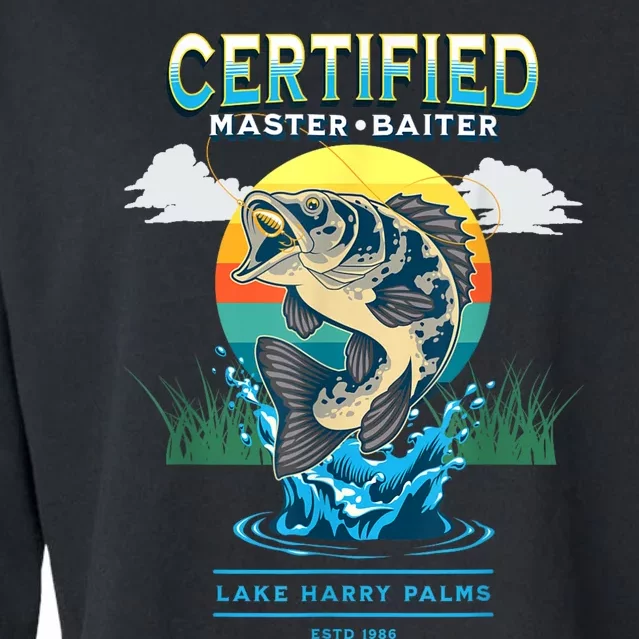 Certified Master Baiter Funny Fishing Cropped Pullover Crew