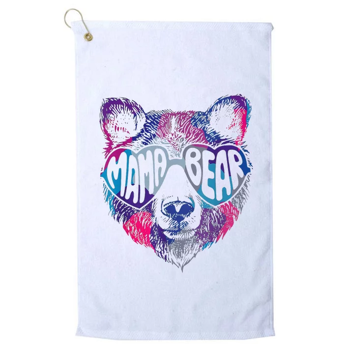 Colorful Mama Bear Face Sunglasses Mother's Day Platinum Collection Golf Towel