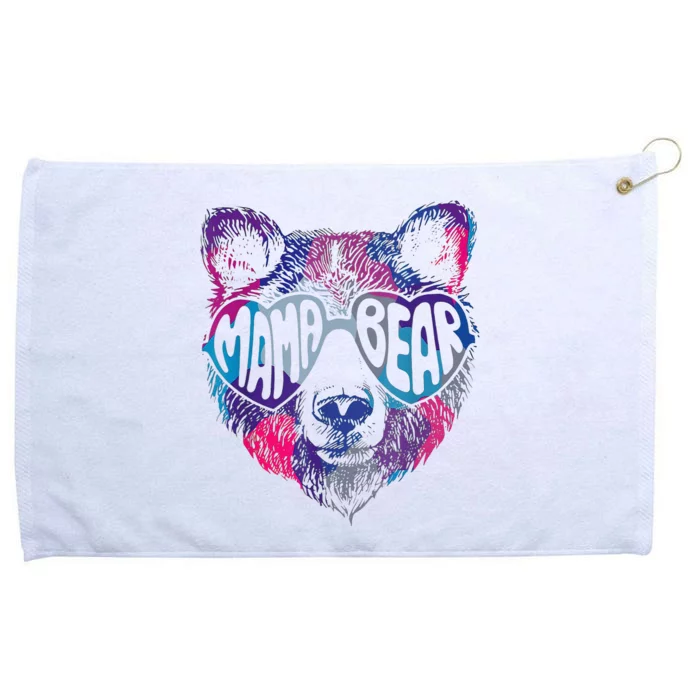 Colorful Mama Bear Face Sunglasses Mother's Day Grommeted Golf Towel