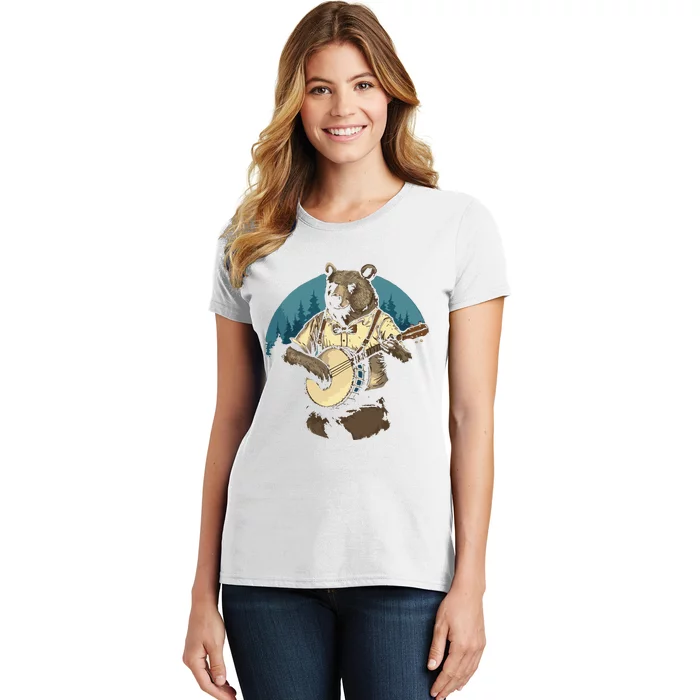 Country Music Bear Banjo Player Awesome Folk Women's T-Shirt