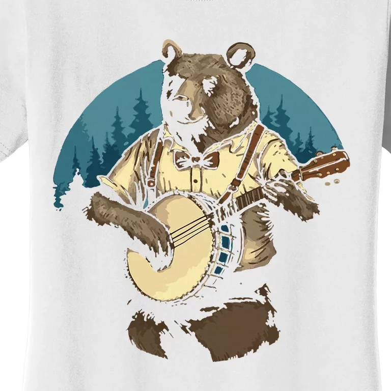 Country Music Bear Banjo Player Awesome Folk Women's T-Shirt