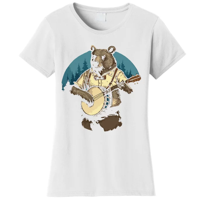 Country Music Bear Banjo Player Awesome Folk Women's T-Shirt