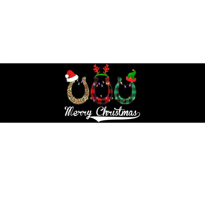 Celebrate Merry Christmas Leopard Plaid Santa Hat Horse Bumper Sticker