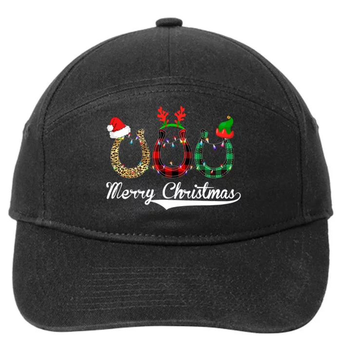 Celebrate Merry Christmas Leopard Plaid Santa Hat Horse 7-Panel Snapback Hat