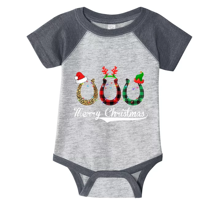 Celebrate Merry Christmas Leopard Plaid Santa Hat Horse Infant Baby Jersey Bodysuit