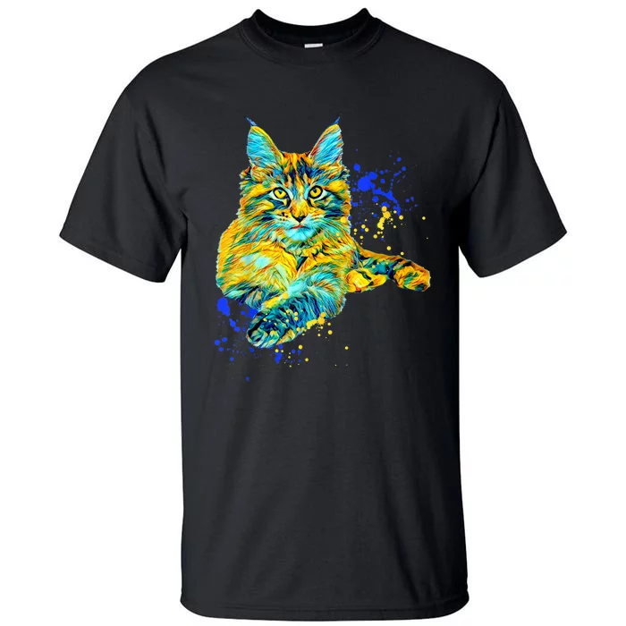 Colorful Maine Coon Big Cat Love Bigger Cats Cute Mom Tall T-Shirt